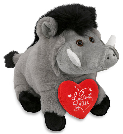 PLUSH I LOVE YOU RED HEART - SUPER-SOFT PLUSH - GREY BOAR 7.5"