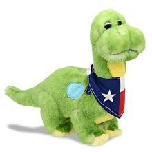 SUPER SOFT PLUSH - GREEN DINOSAUR WITH TEXAS FLAG BANDANA