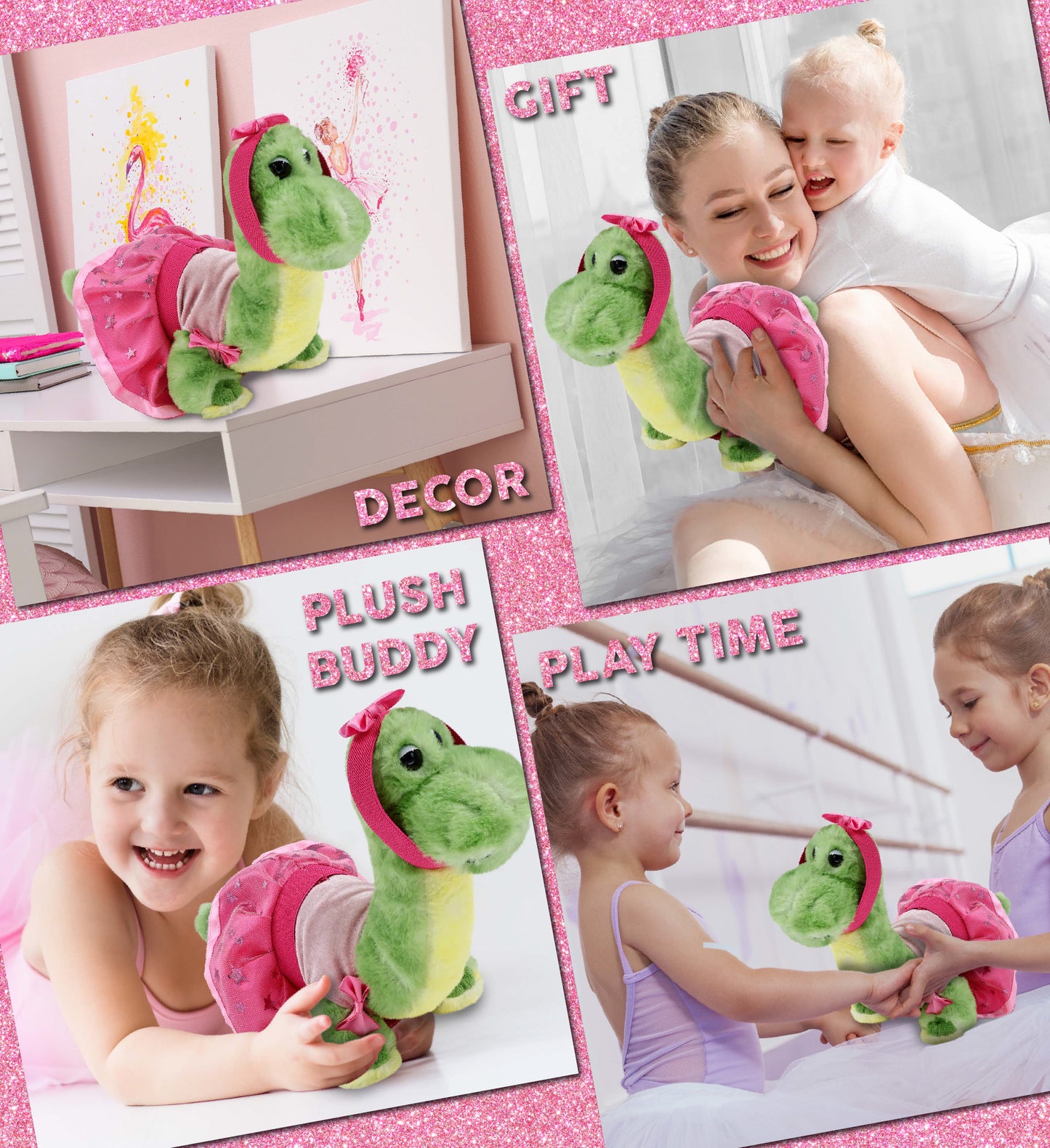 SUPER SOFT PLUSH - GREEN DINOSAUR Ballerina