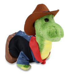 SUPER SOFT PLUSH - GREEN DINOSAUR COWBOY DRESS UP