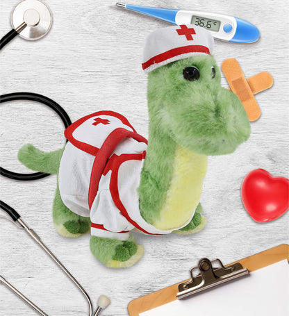SUPER SOFT PLUSH - GREEN DINOSAUR NURSE DRESS UP