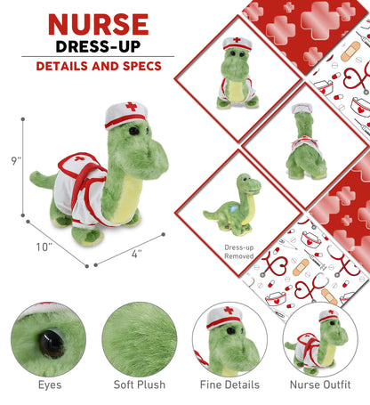 SUPER SOFT PLUSH - GREEN DINOSAUR NURSE DRESS UP