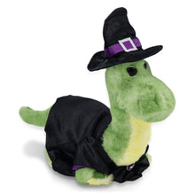 SUPER SOFT PLUSH - GREEN DINOSAUR WITH WITCH DRESS UP