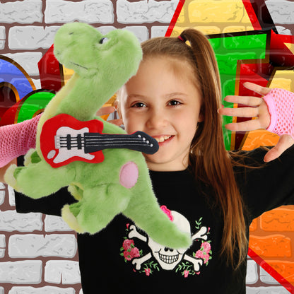 SUPER SOFT PLUSH - GREEN DINOSAUR WITH GUITAR ADD ON