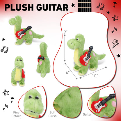 SUPER SOFT PLUSH - GREEN DINOSAUR WITH GUITAR ADD ON