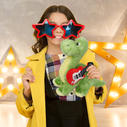 SUPER SOFT PLUSH - GREEN DINOSAUR WITH GUITAR ADD ON