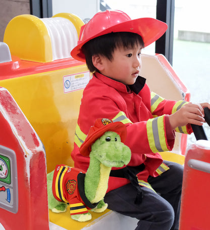 PLUSH FIREMAN - SUPER SOFT PLUSH - GREEN DINOSAUR