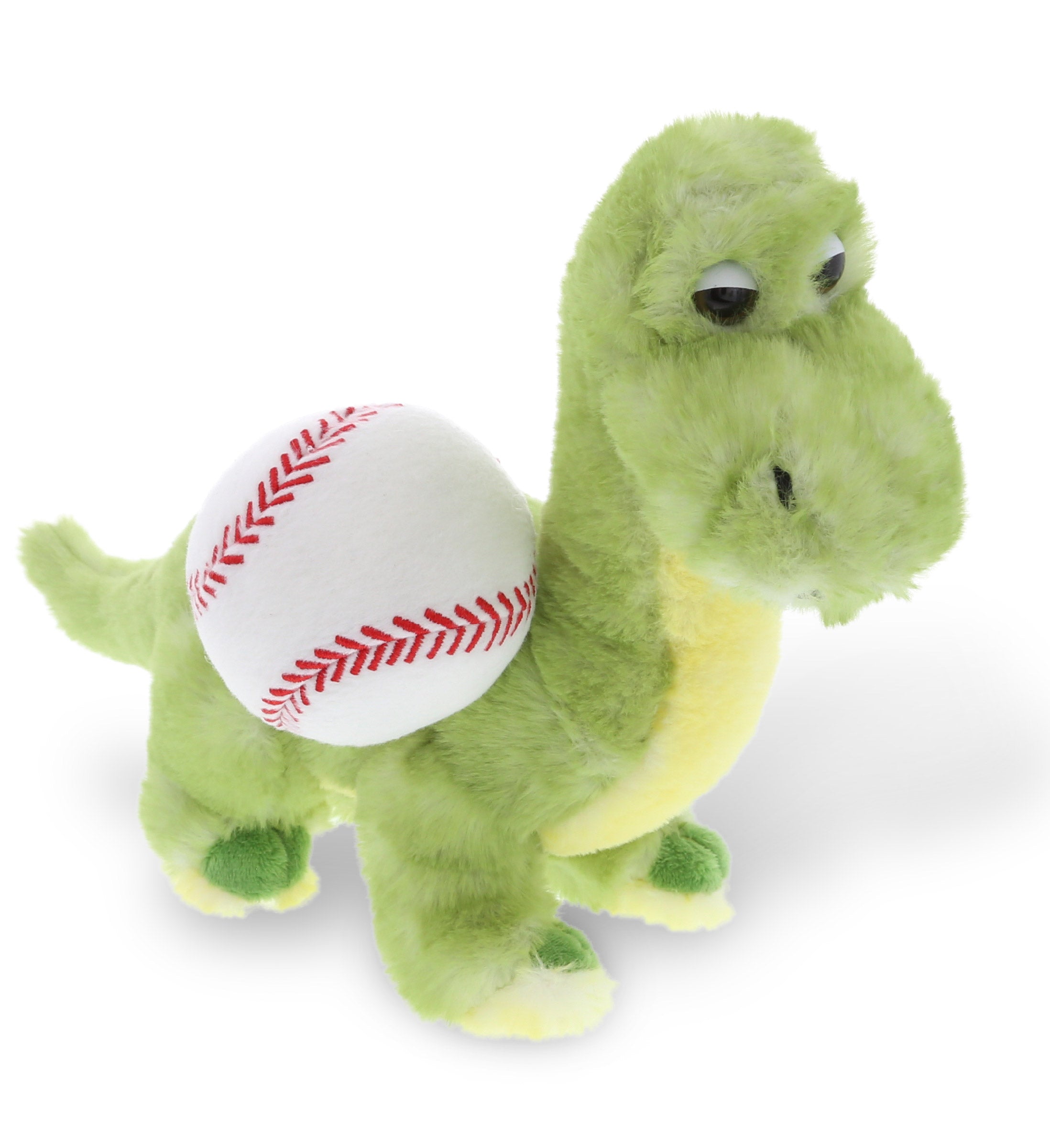 PLUSH BASEBALL - SUPER SOFT PLUSH - GREEN DINOSAUR
