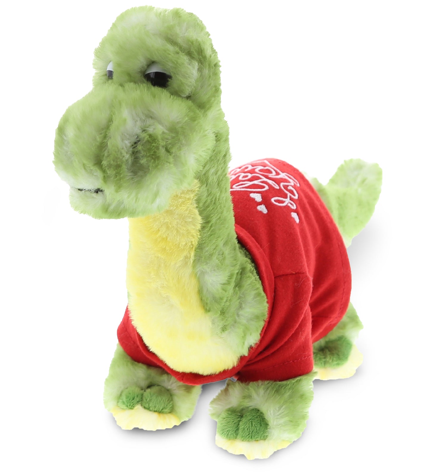 PLUSH I LOVE YOU RED SHIRT- SUPER SOFT PLUSH - GREEN DINOSAUR