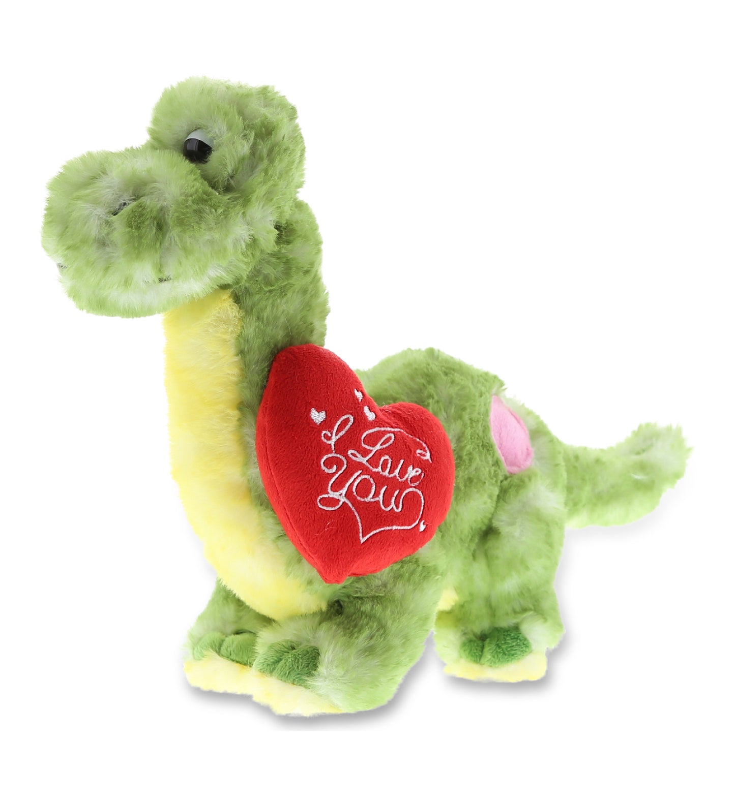 PLUSH I LOVE YOU RED HEART - SUPER SOFT PLUSH - GREEN DINOSAUR