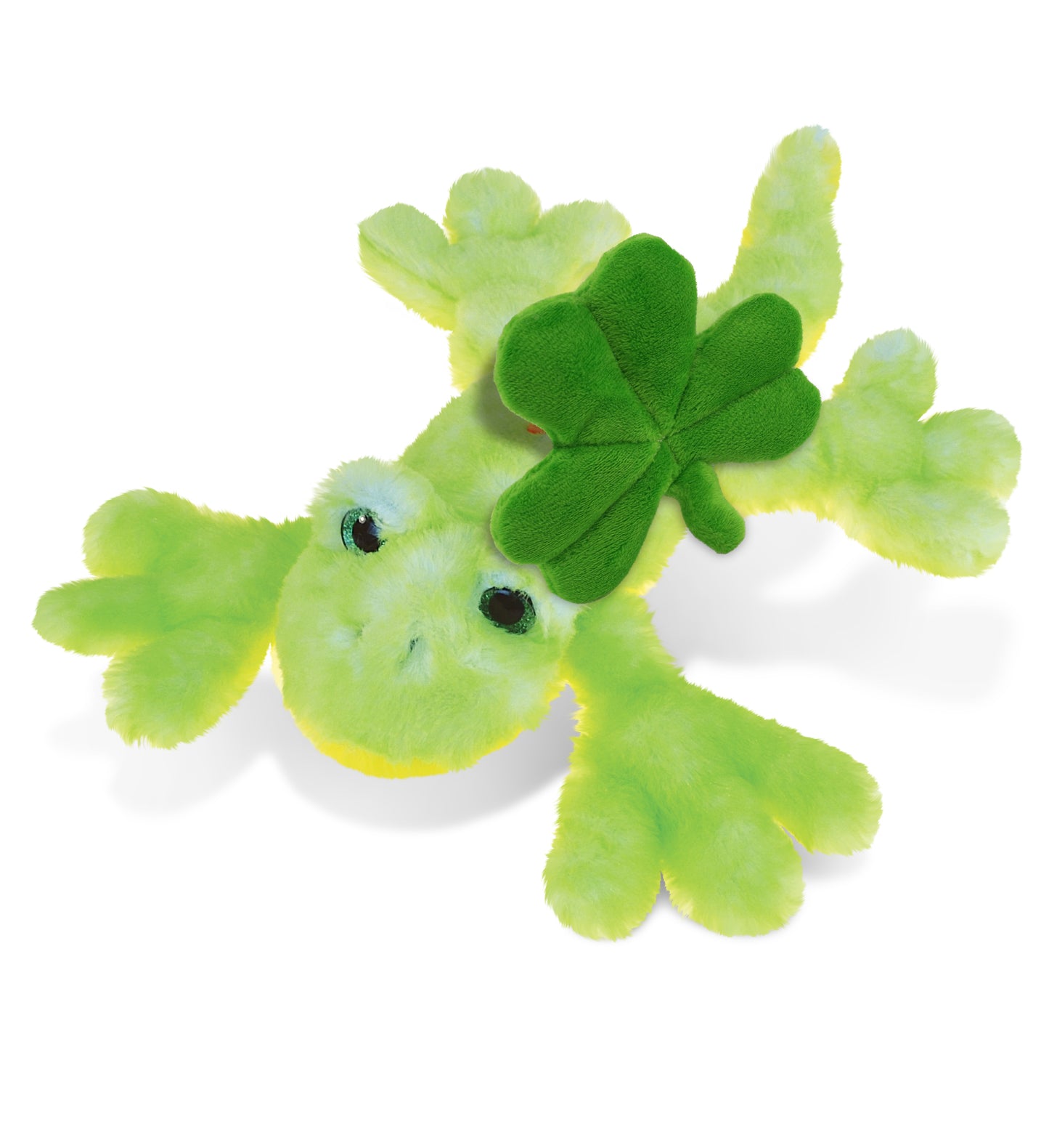 DolliBu Green Gecko Lizard Stuffed Animal with Green Plush Shamrock - 13.5 Inch