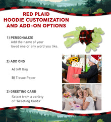 SUPER SOFT PLUSH - GECKO WITH RED PLAID HOODIE