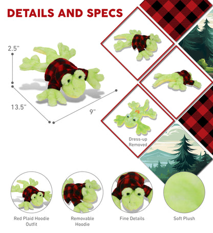 SUPER SOFT PLUSH - GECKO WITH RED PLAID HOODIE