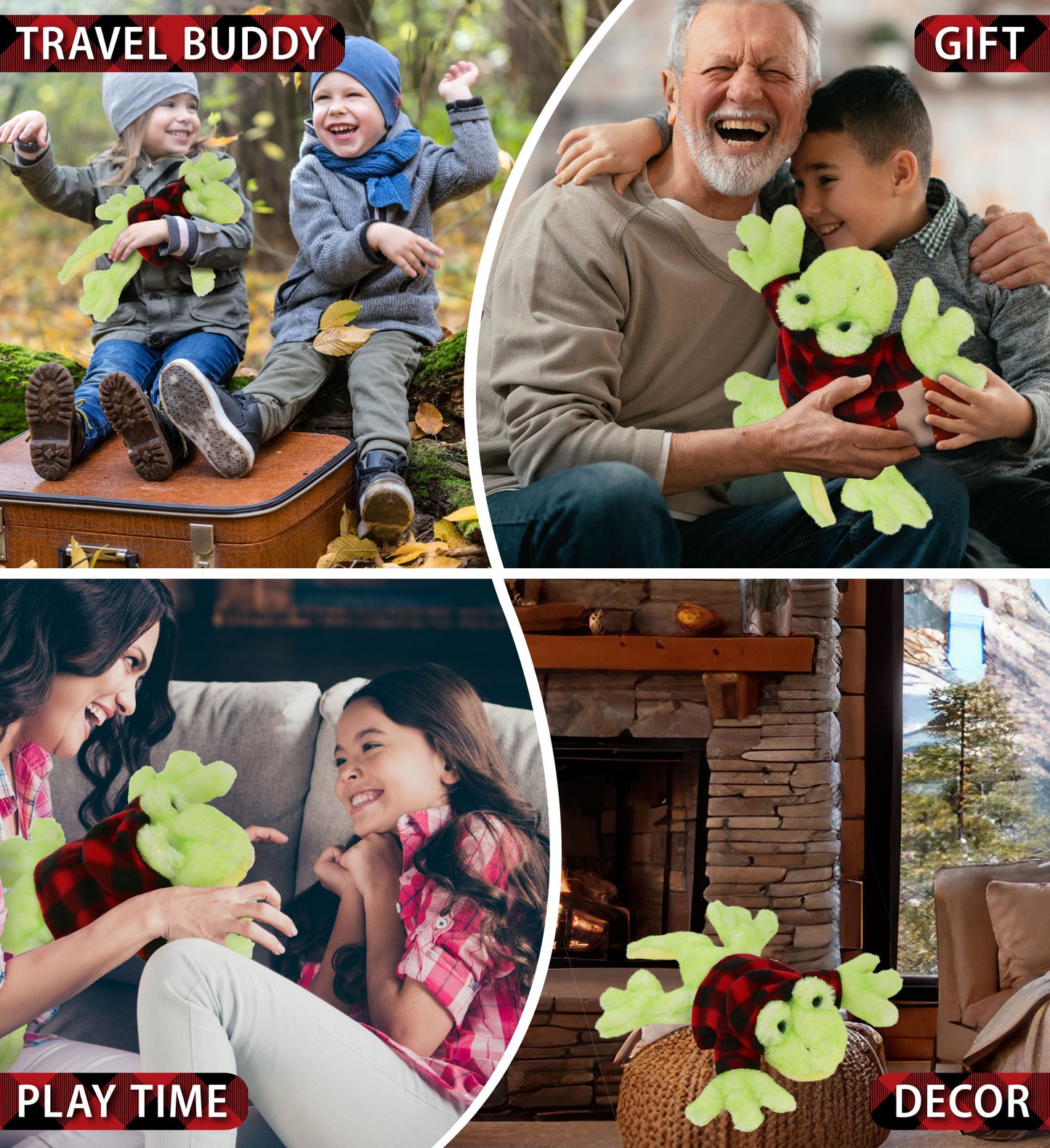 SUPER SOFT PLUSH - GECKO WITH RED PLAID HOODIE