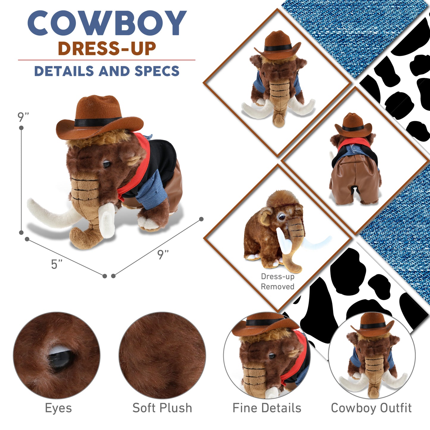 SUPER SOFT PLUSH - WILD MAMMOTH LARGE COWBOY DRESS UP