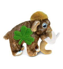 DolliBu Wild Woolly Mammoth Stuffed Animal with Green Plush Shamrock - 9 Inches
