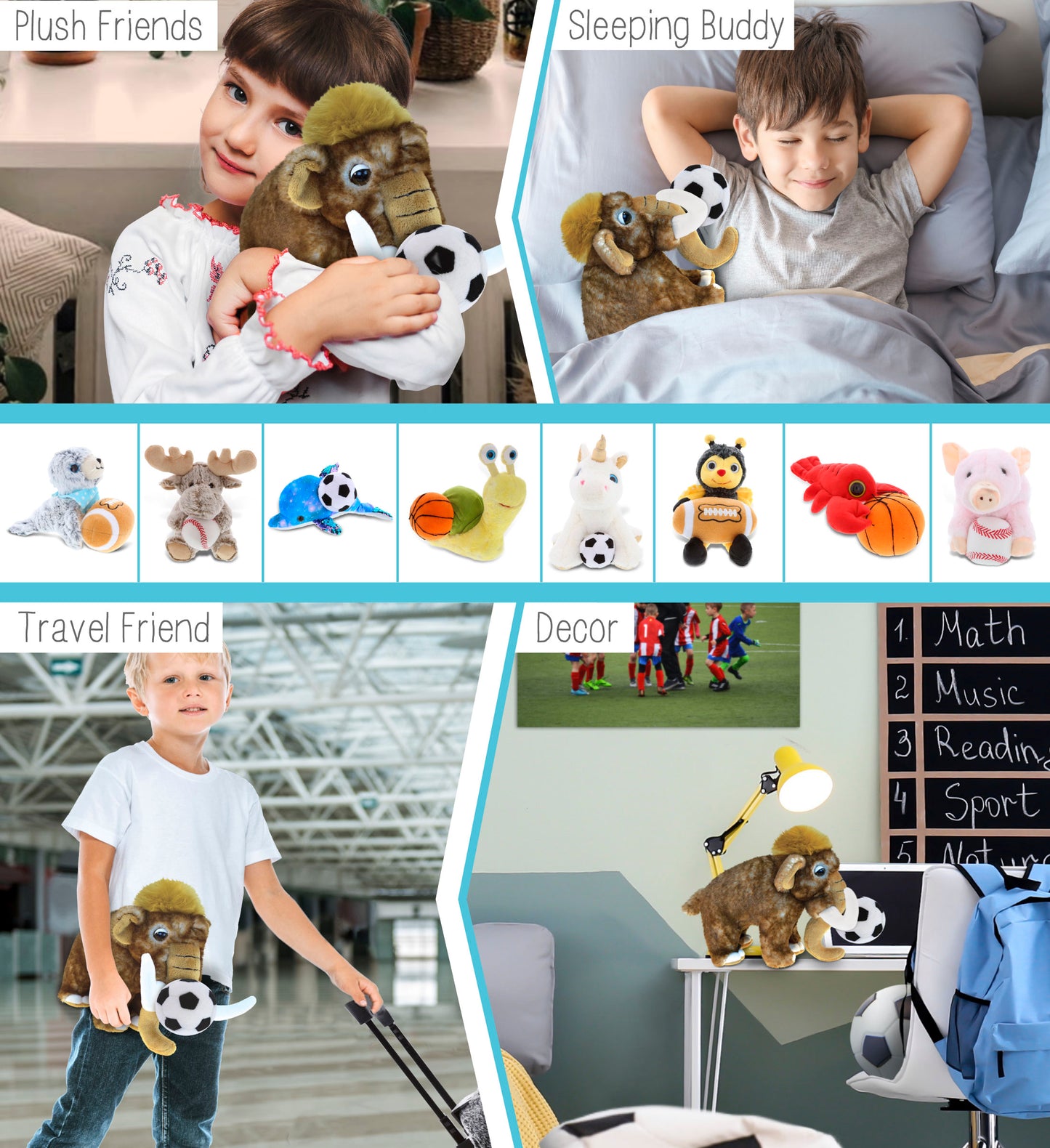 SUPER SOFT PLUSH - WILD MAMMOTH LARGE WITH SOCCER PLUSH