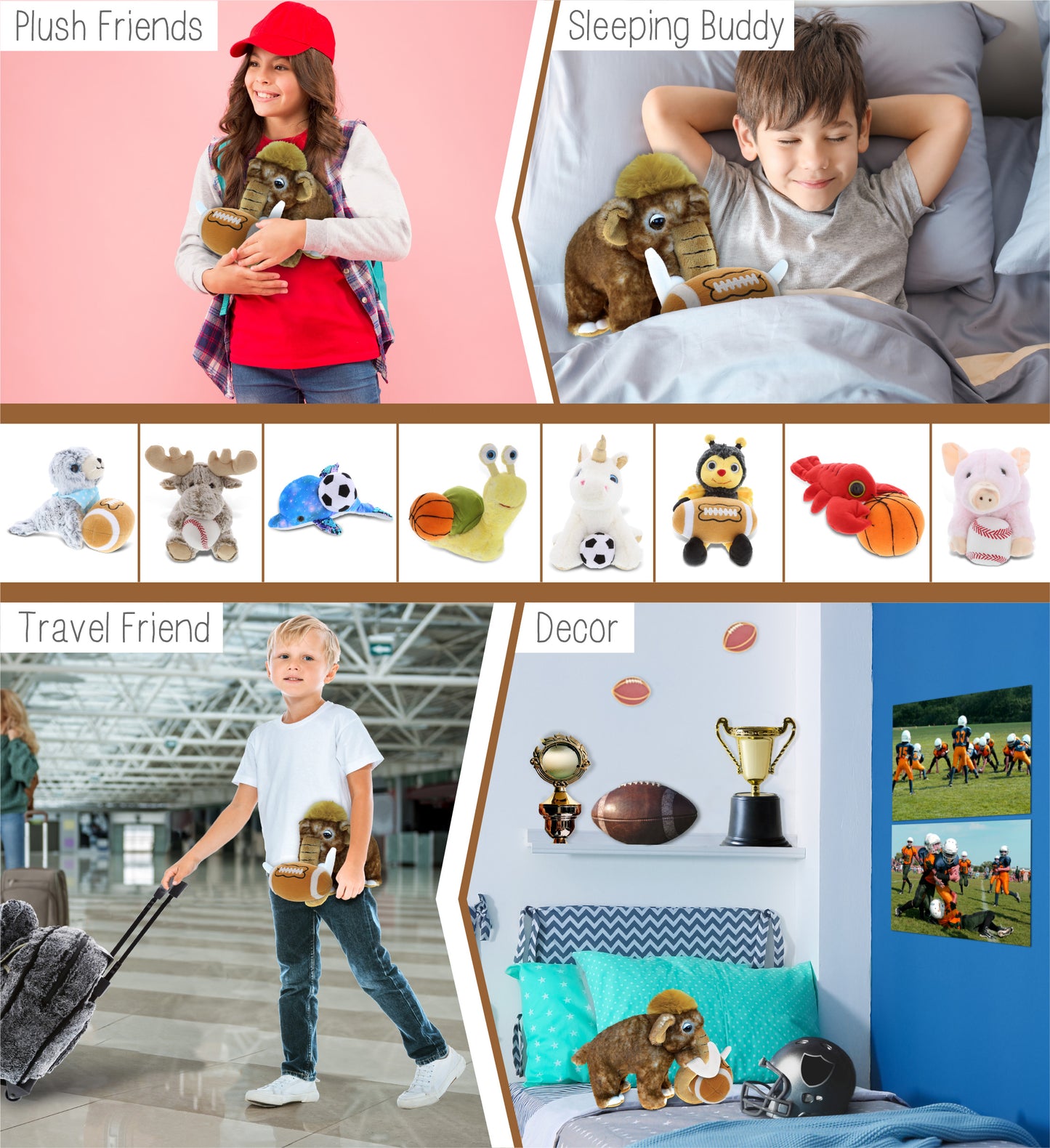 SUPER SOFT PLUSH - WILD MAMMOTH LARGE WITH FOOTBALL PLUSH