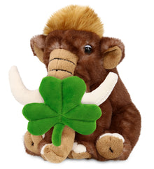 DolliBu Soft Wild Mammoth Stuffed Animal with Green Plush Shamrock - 10 Inches