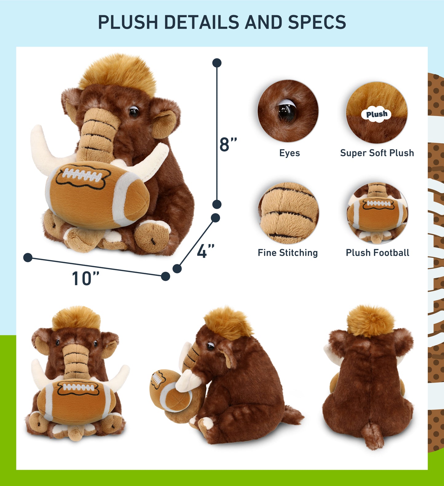 SUPER SOFT PLUSH - WILD MAMMOTH SMALL WITH FOOTBALL PLUSH