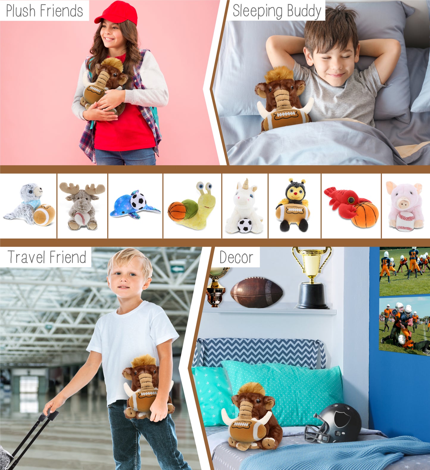 SUPER SOFT PLUSH - WILD MAMMOTH SMALL WITH FOOTBALL PLUSH