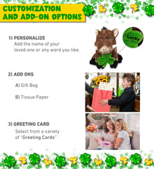 DolliBu Wild Boar Pig Stuffed Animal with Green Plush Shamrock - 9.5 Inches