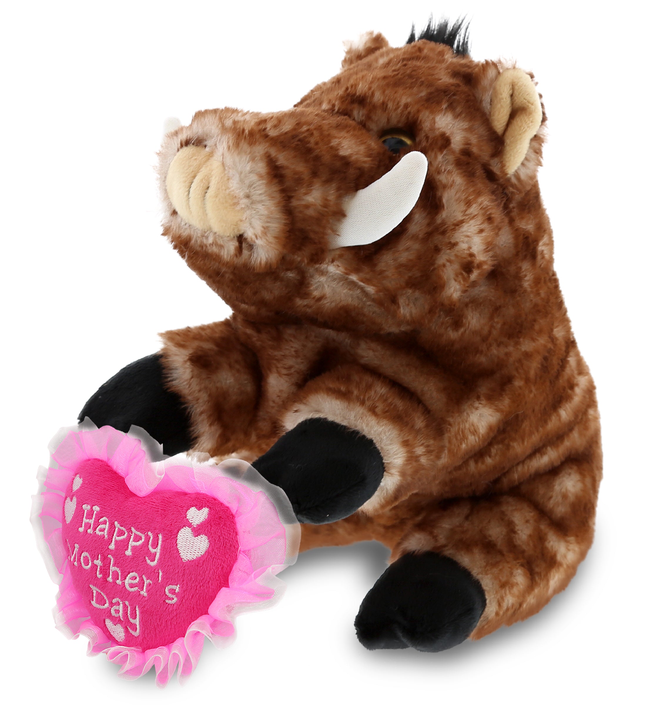 PLUSH MOTHERS DAY HEART - SUPER SOFT PLUSH - WILD BOAR