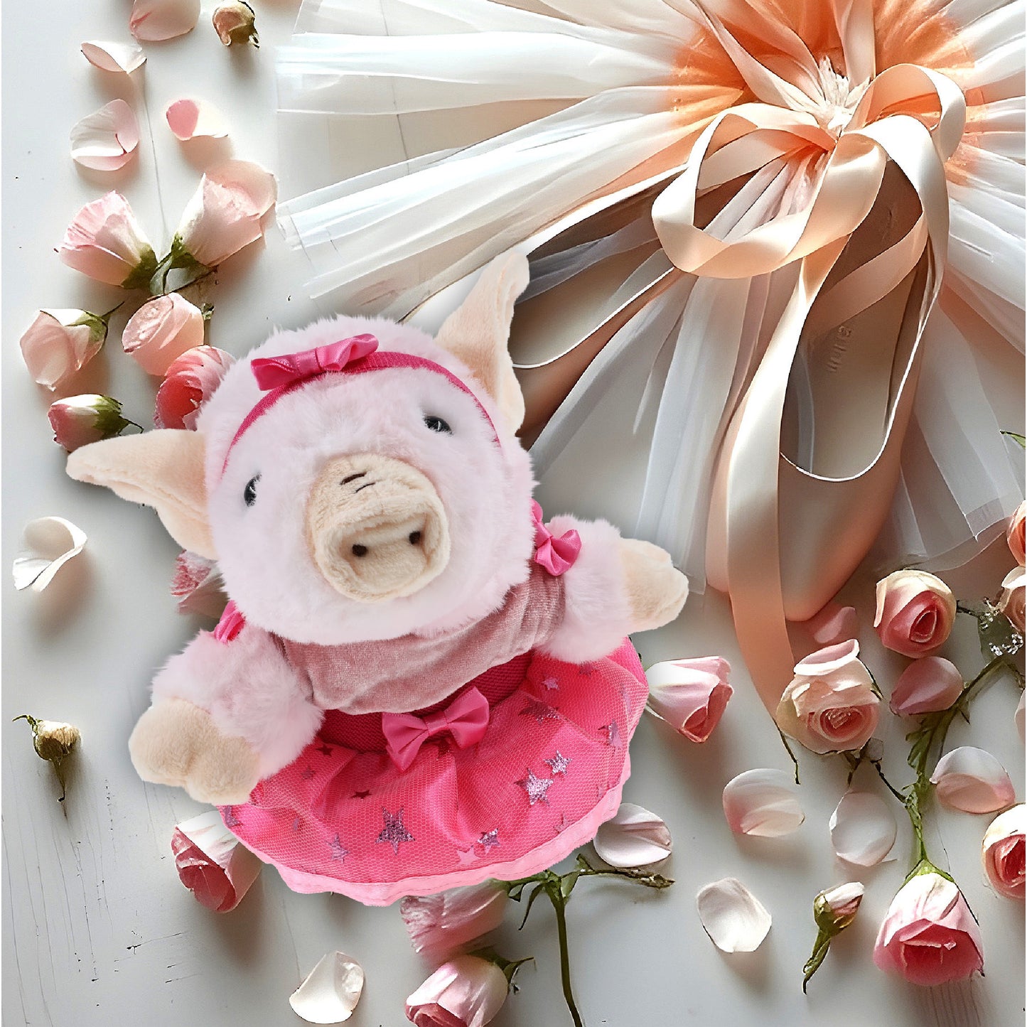 SUPER SOFT PLUSH - SQUAT PIGGY WITH BALLERINA DRESS UP