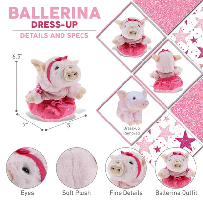 SUPER SOFT PLUSH - SQUAT PIGGY WITH BALLERINA DRESS UP