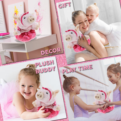 SUPER SOFT PLUSH - SQUAT PIGGY WITH BALLERINA DRESS UP