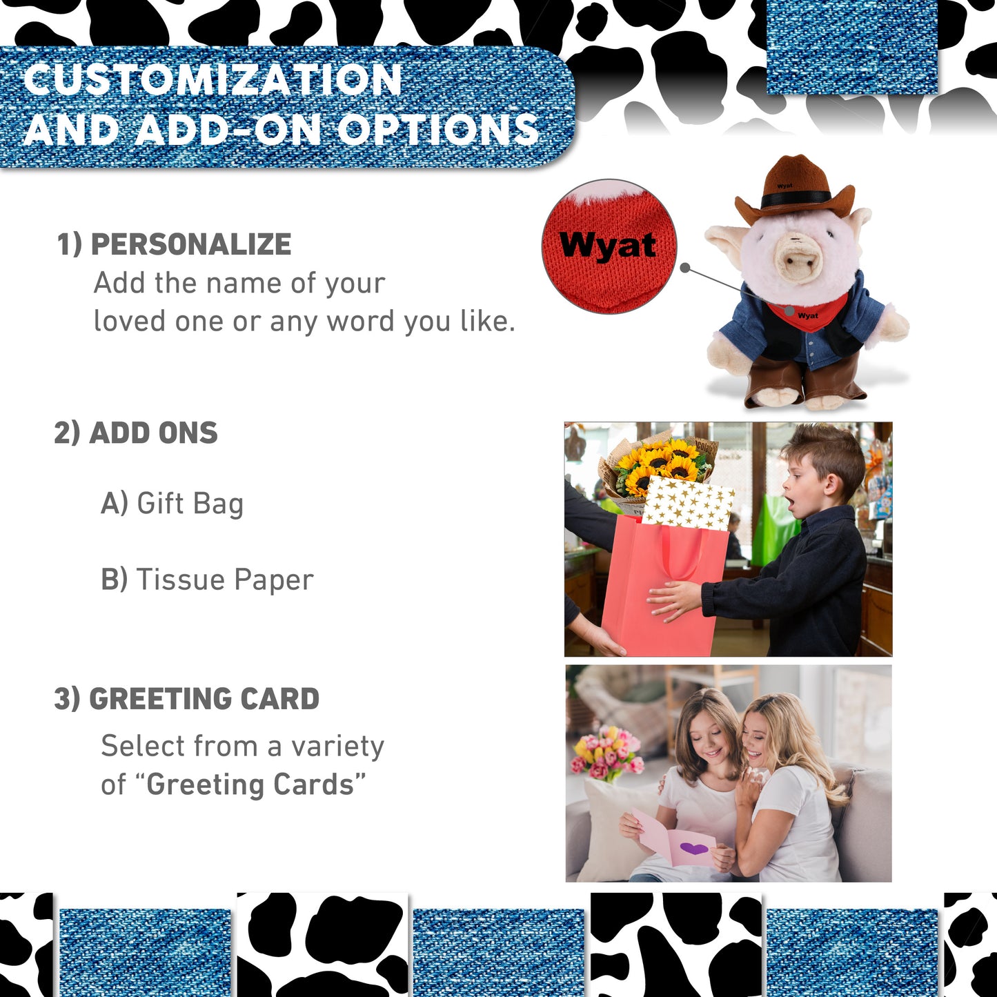 SUPER SOFT PLUSH - SQUAT PIGGY With COWBOY Dress Up