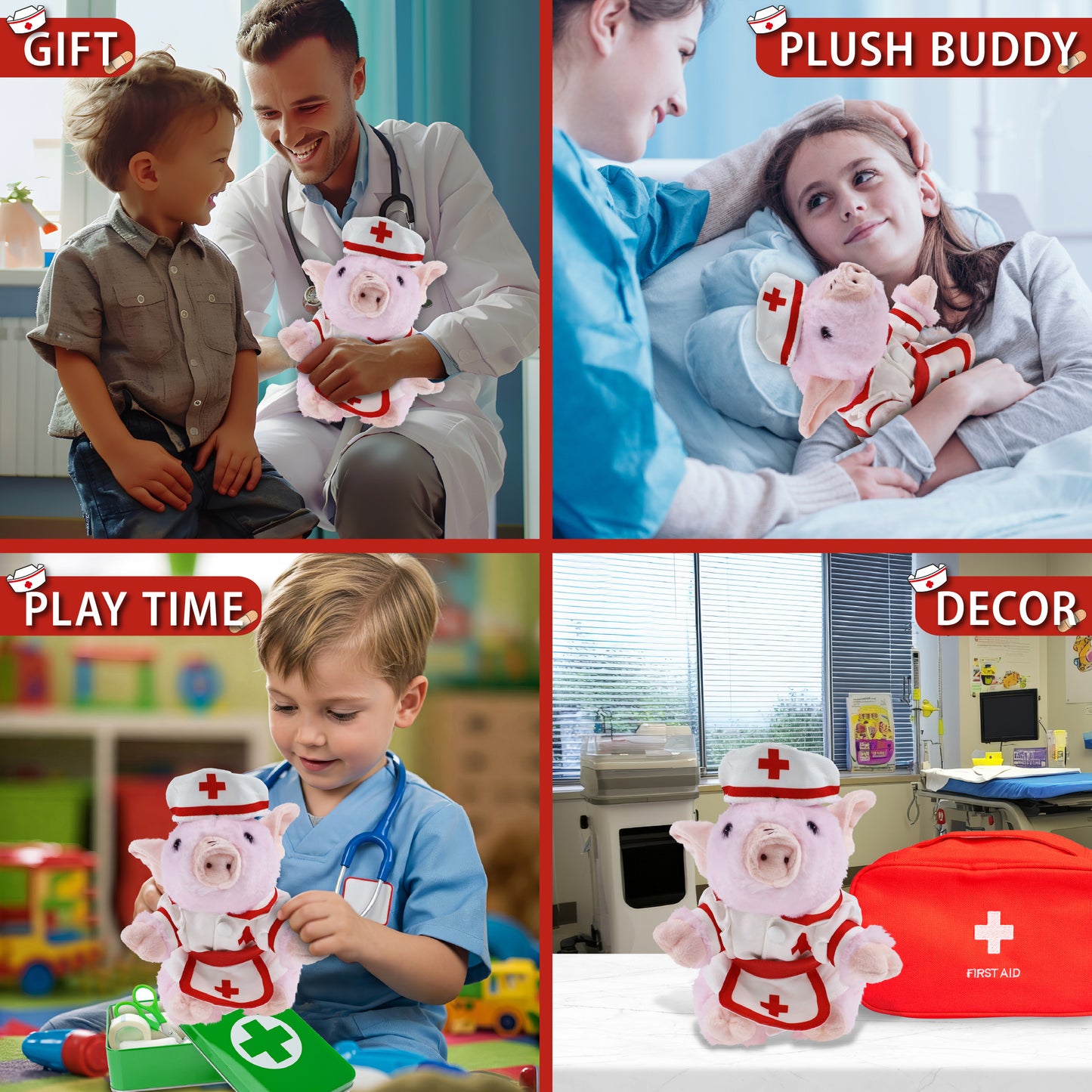 SUPER SOFT PLUSH - SQUAT PIGGY NURSE