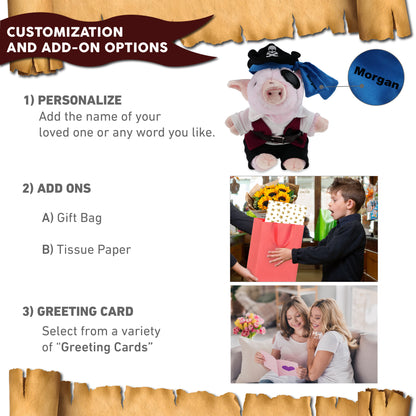 SUPER SOFT PLUSH - SQUAT PIGGY PIRATE DRESS UP