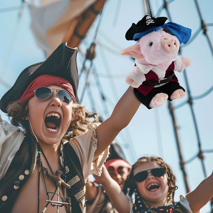 SUPER SOFT PLUSH - SQUAT PIGGY PIRATE DRESS UP