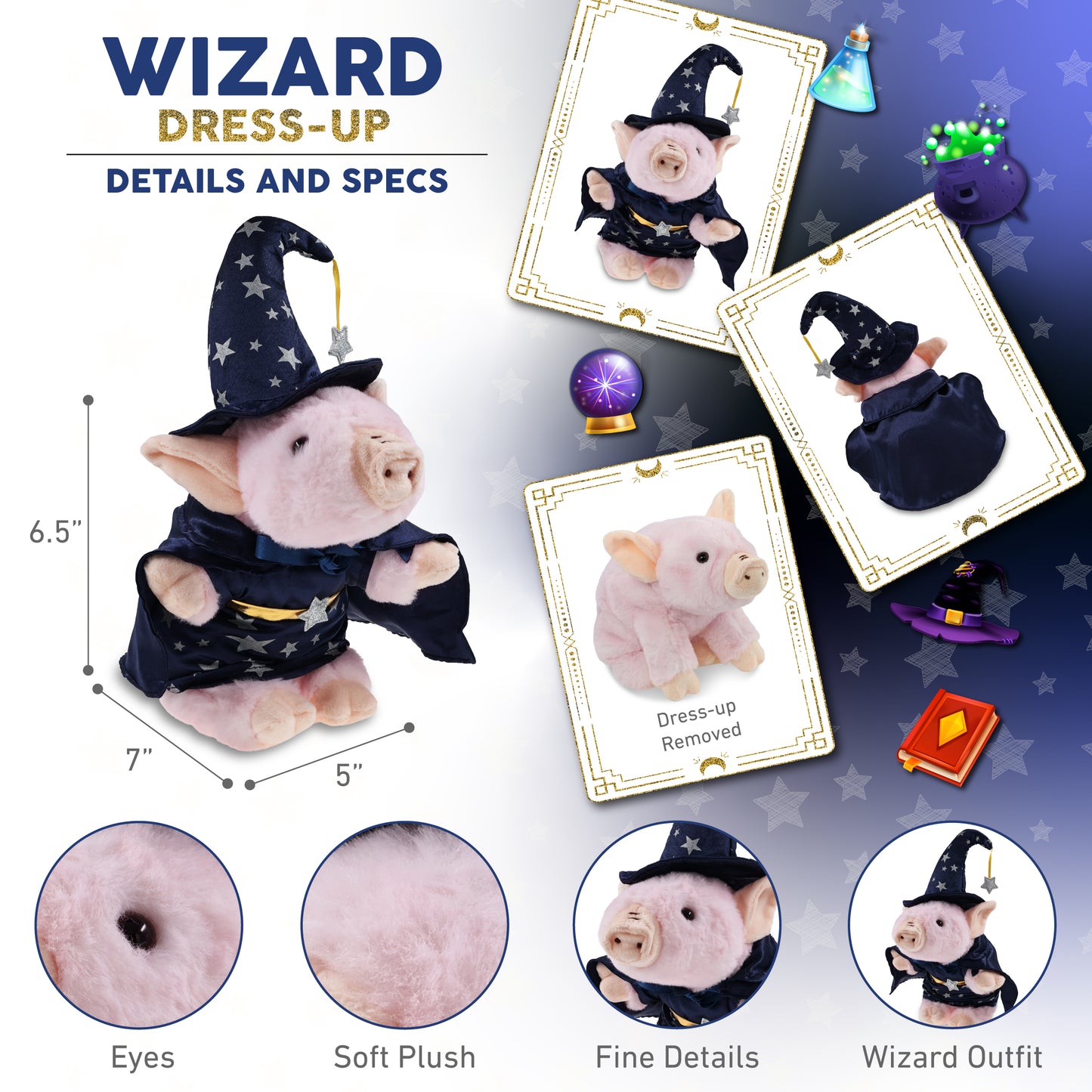 SUPER SOFT PLUSH - SQUAT PIGGY WIZARD