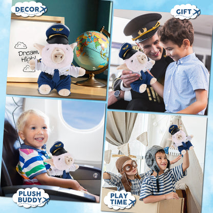 SUPER SOFT PLUSH - SQUAT PIGGY PILOT DRESS UP