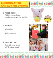 DolliBu Super Soft Cute Squat Piggy with Yellow Easter Egg Plush - 7 Inches