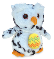 DolliBu Super Soft White Owl Bird with Yellow Easter Egg Plush - 8.5 Inches