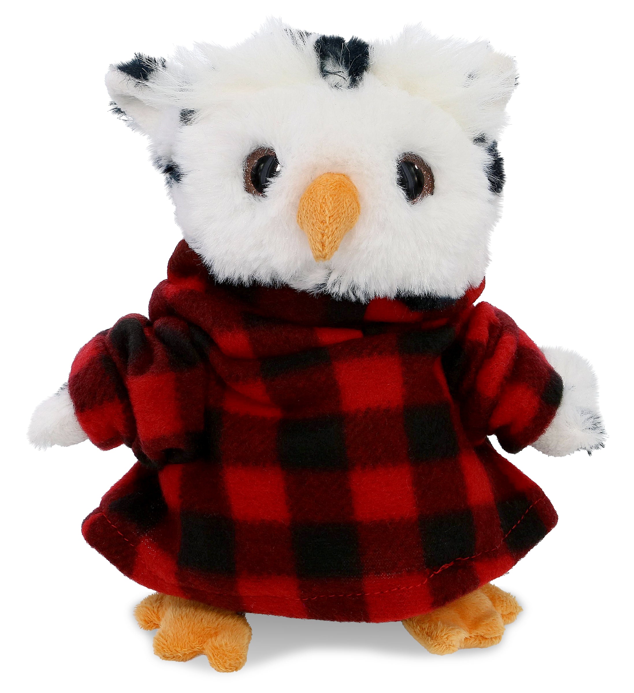 SUPER SOFT PLUSH - WHITE OWL WITH RED PLAID HOODIE