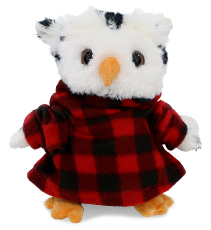 SUPER SOFT PLUSH - WHITE OWL WITH RED PLAID HOODIE