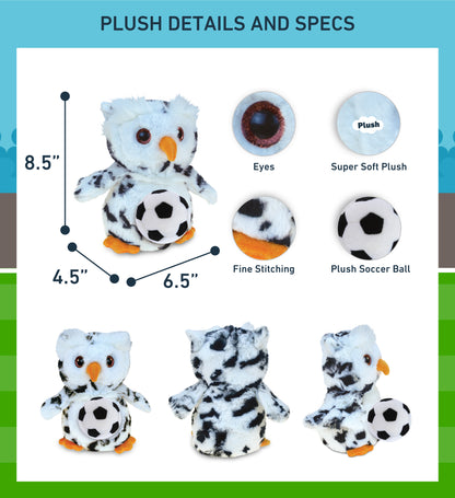 SUPER SOFT PLUSH - WHITE OWL WITH SOCCER PLUSH