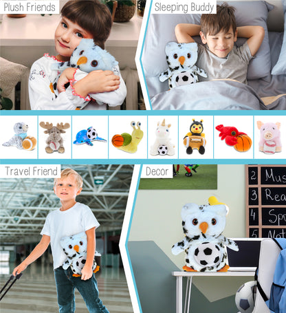 SUPER SOFT PLUSH - WHITE OWL WITH SOCCER PLUSH
