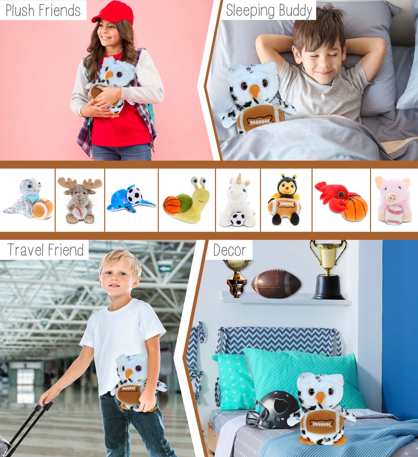 SUPER SOFT PLUSH - WHITE OWL WITH FOOTBALL PLUSH