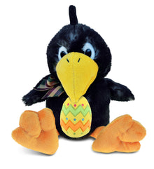 DolliBu Super Soft Sitting Crow Bird with Yellow Easter Egg Plush - 9.5 Inches