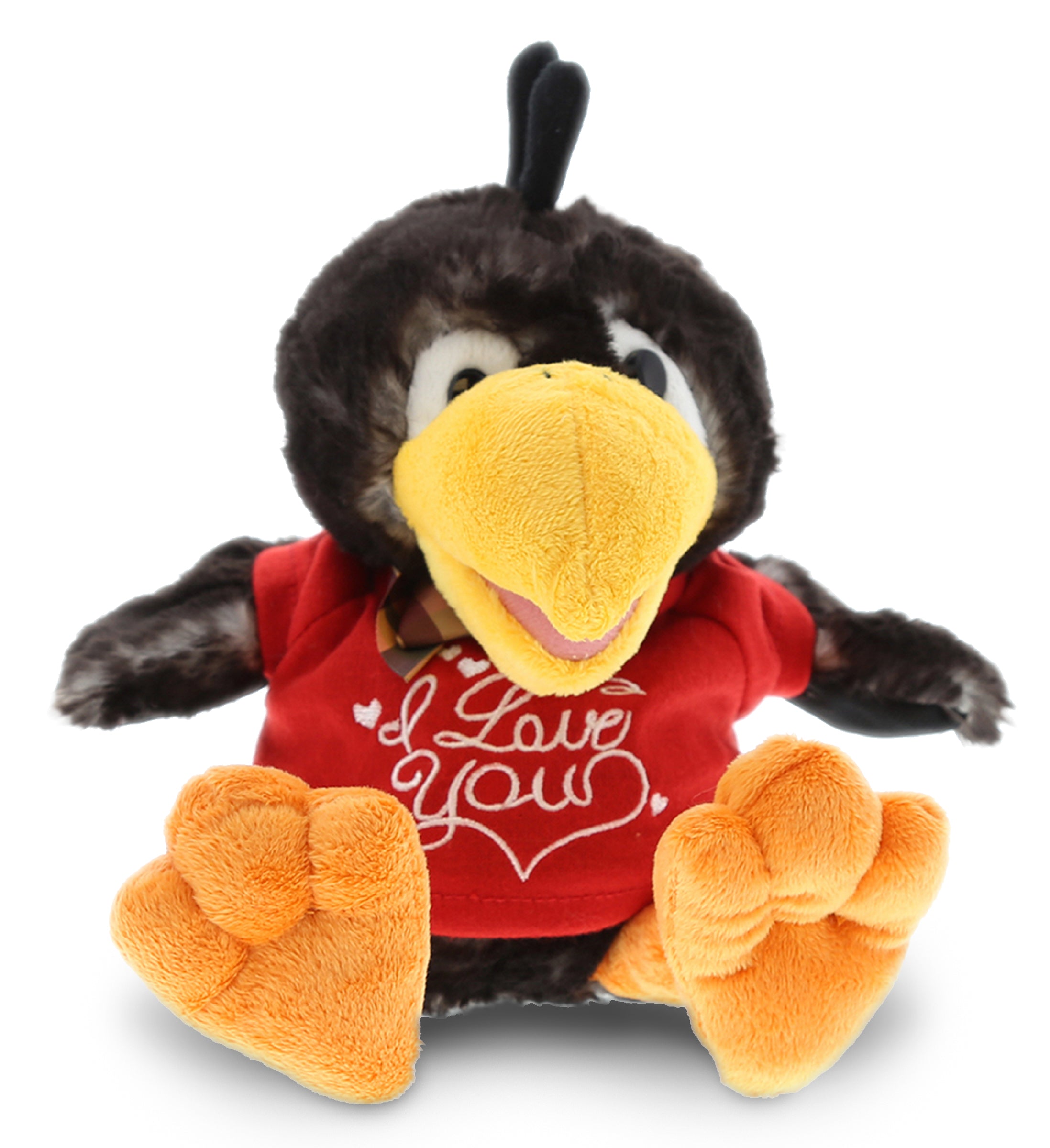 PLUSH I LOVE YOU RED SHIRT- SUPER SOFT PLUSH - SITTING CROW