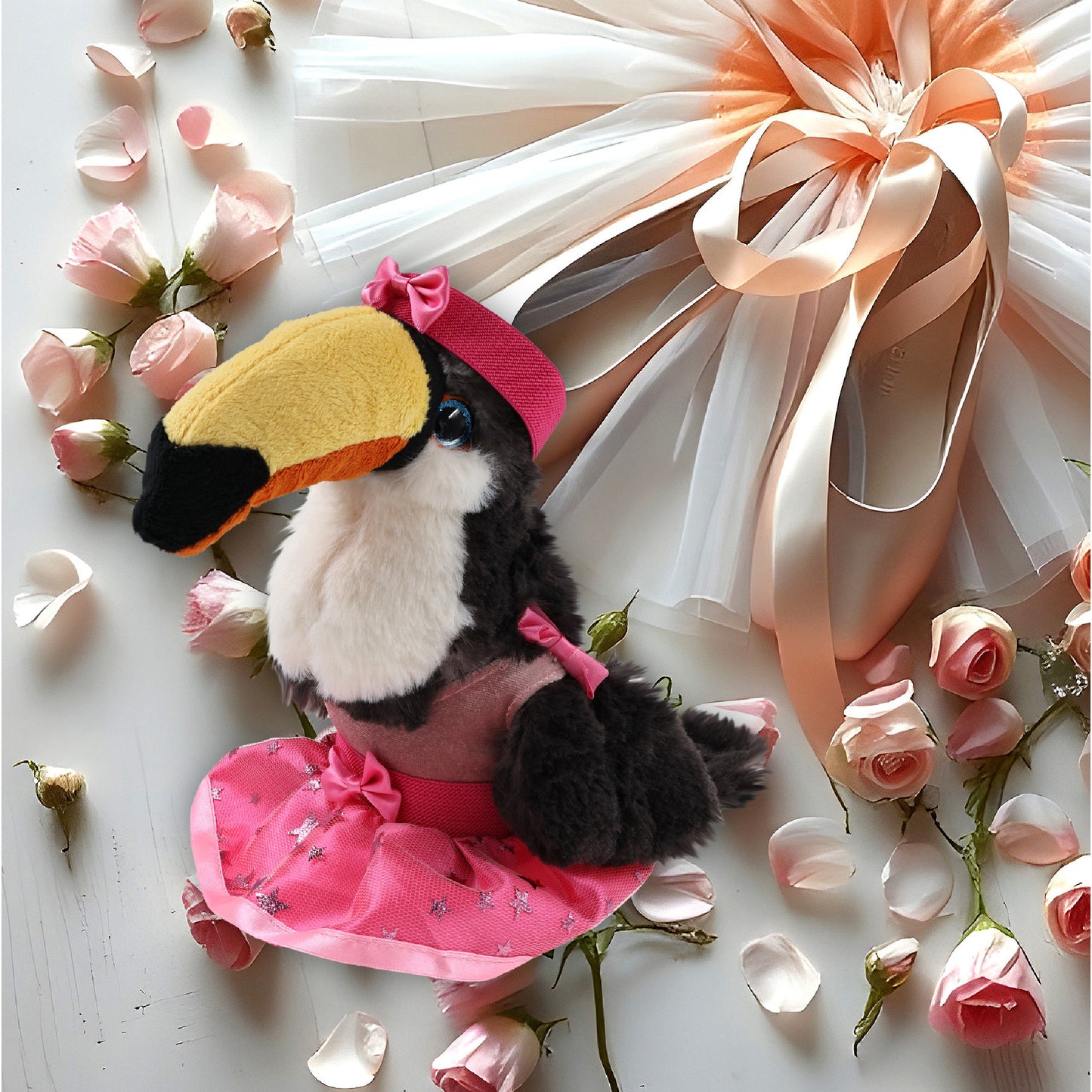 SUPER SOFT PLUSH - TOUCAN WITH BALLERINA DRESS UP