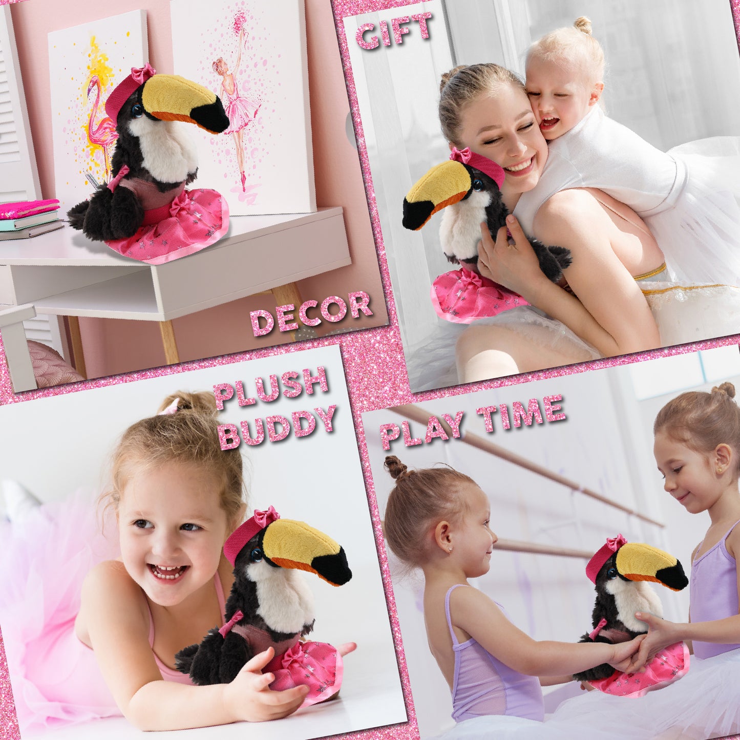 SUPER SOFT PLUSH - TOUCAN WITH BALLERINA DRESS UP