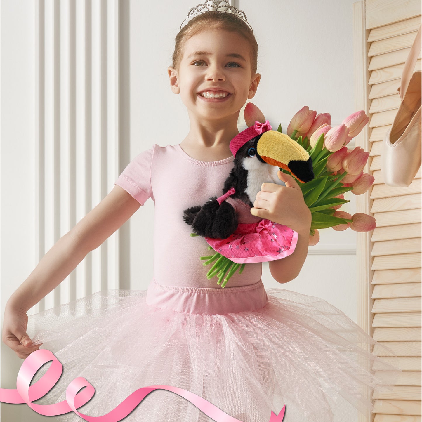 SUPER SOFT PLUSH - TOUCAN WITH BALLERINA DRESS UP