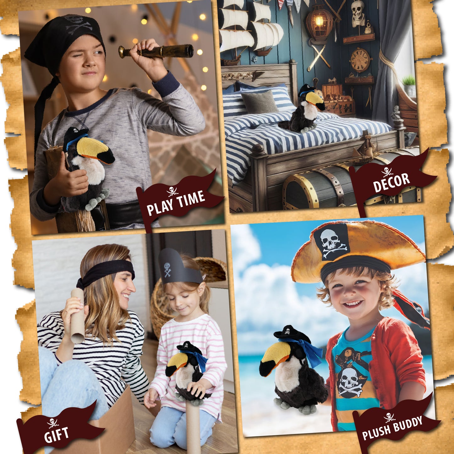 SUPER SOFT PLUSH - TOUCAN PIRATE DRESS UP