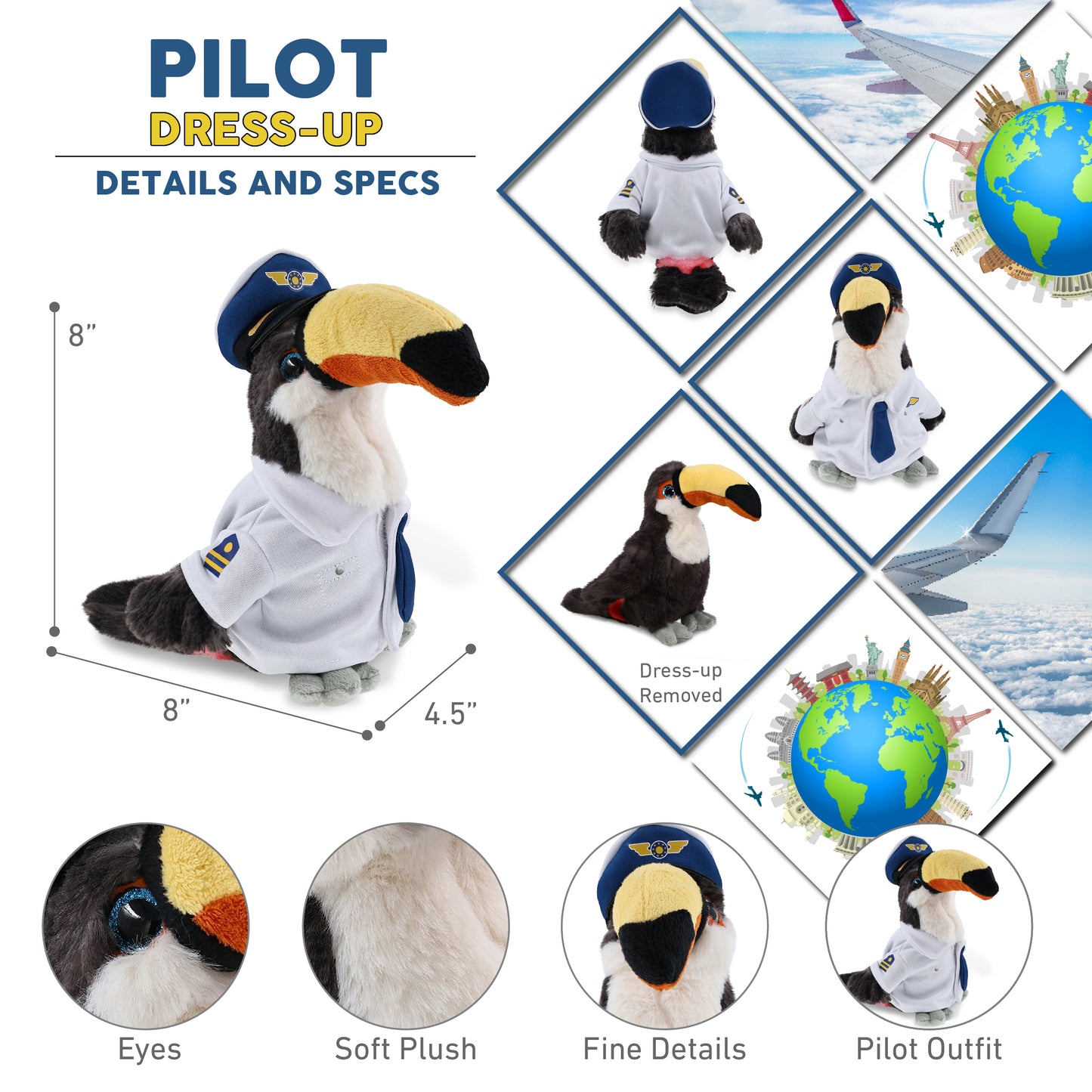 SUPER SOFT PLUSH - TOUCAN PILOT DRESS UP
